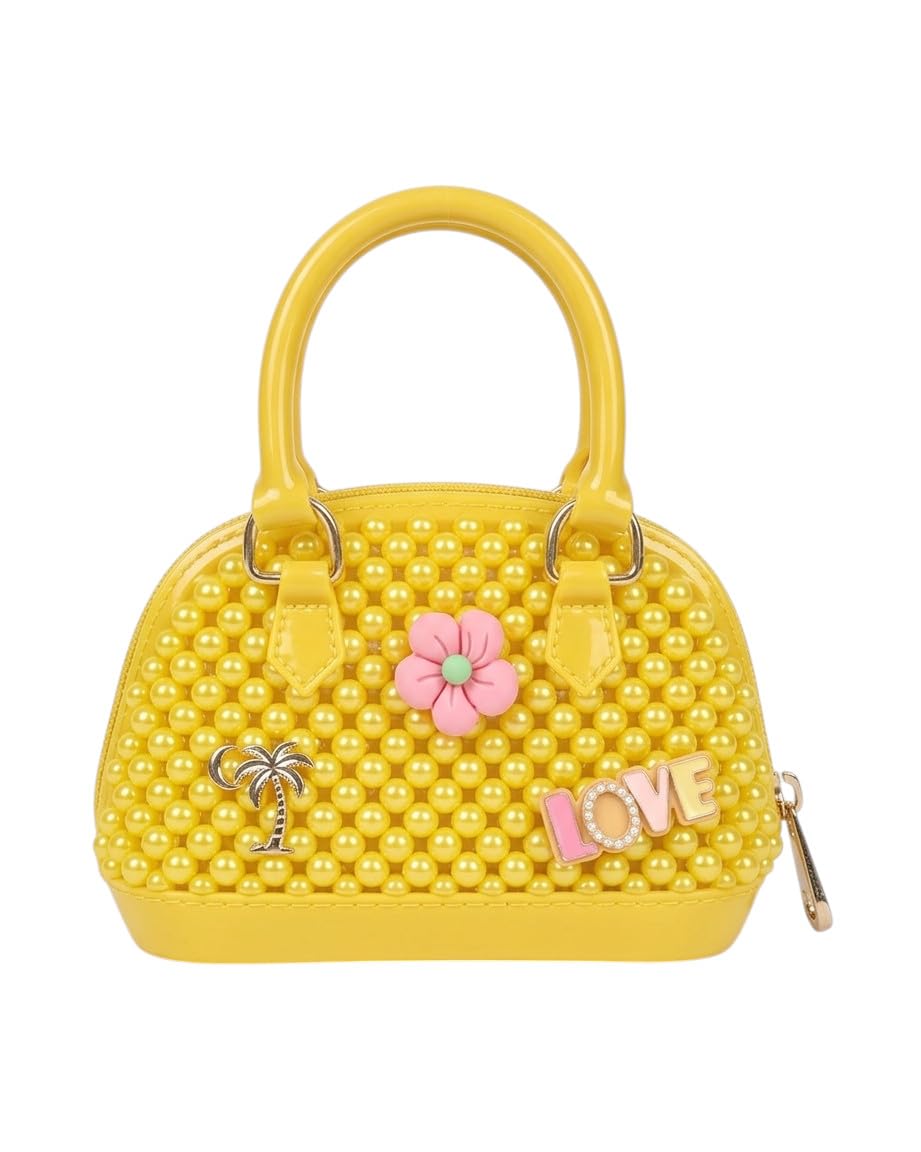Girls Mini Handbag Bubble Textured Floral and Love Embellishments Top Handle Bag For Girl