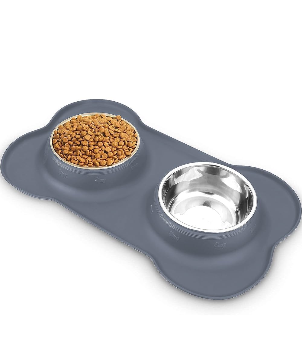 S2C Stainless Steel Pet Bowl, Non Slip Cat Bowl, Elevated Dog bowl, Cat Food Bowl, Cat Bowl Food and Water, Cats Accessories, Pet Bowl, Cat Plate, Dog Food Bowl, Dog accessories (GREY SMALL)