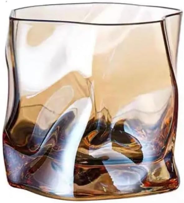 Crystal Glass Cup, Juice Cups Glass Milk Cups for Cocktail Tea and Coffee Cups, Coffee Tea Cups (Transparent Honey)