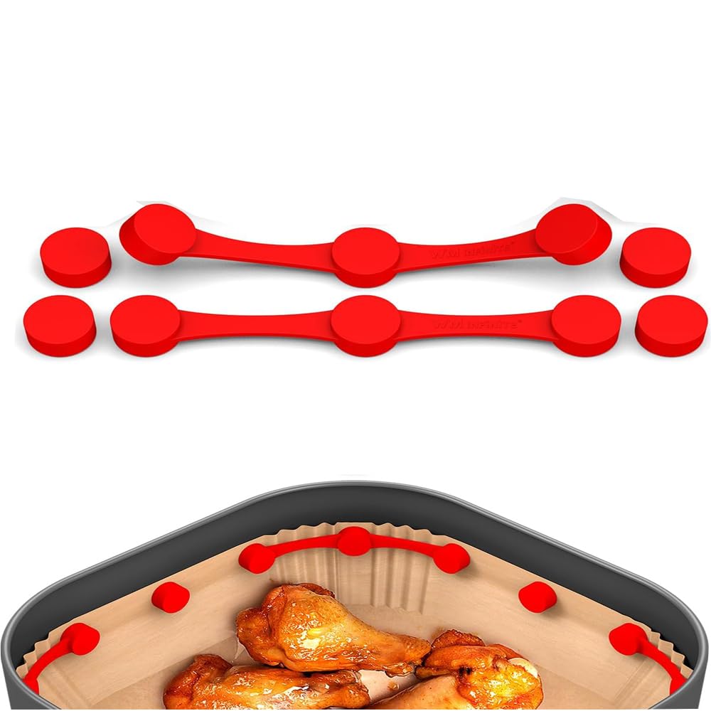 fashion mania Air Fryer Magnet Silicone Buckle 2 for Holding Down Air Fryer Parchment Paper Liners, Prevent Disposable Paper Liner From Covering Food and Touching Heating Element to Burn