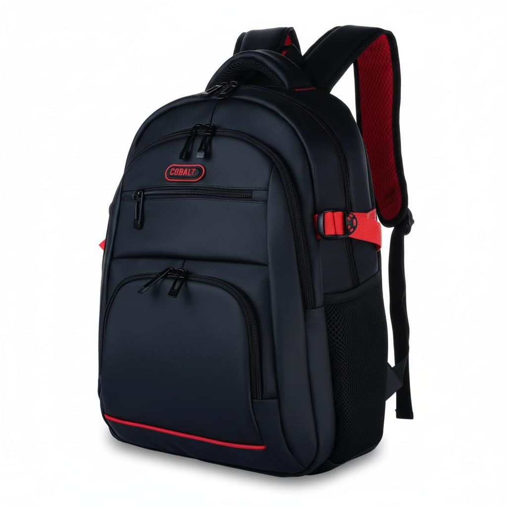 COBALT FANTOM Premium American Leather Backpack - Size 42 x 35 x 16 cm - Water Resistant, Large Capacity, Multiple Pockets, Laptop Compartment - International Brand Made in Egypt
