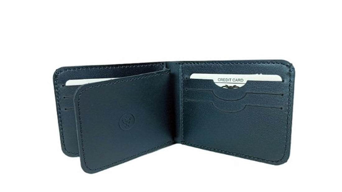 100% Genuine Cow Leather Wallet for Men Fashion Design 9 Card Slots Money Pocket (Black)