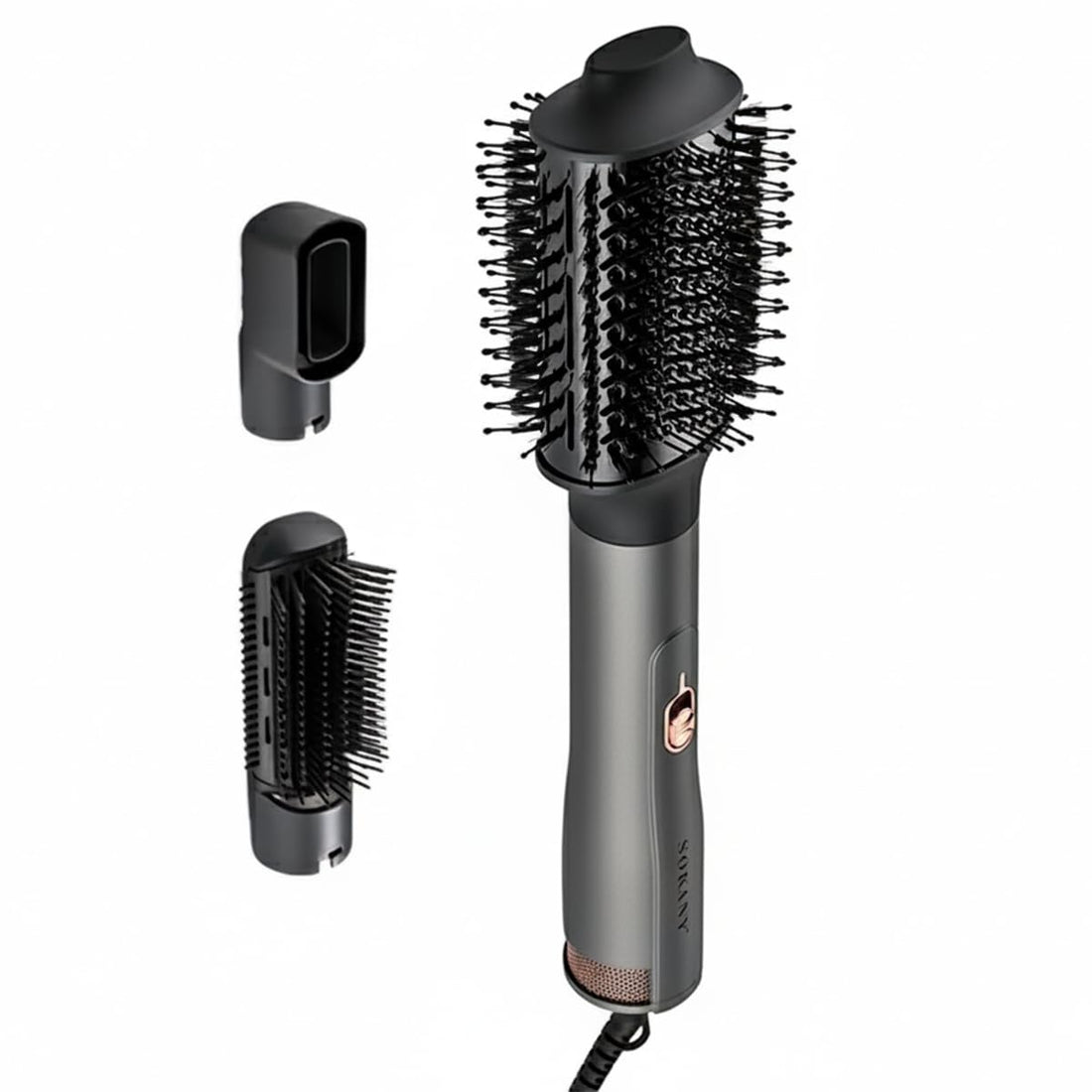 Hot Air Comb 3 in 1 Hair Dryer Brush 1600W with Straightener and Curler, Ceramic Coating, Integrated Blowing and Combing for All Hair Types, SK-1934