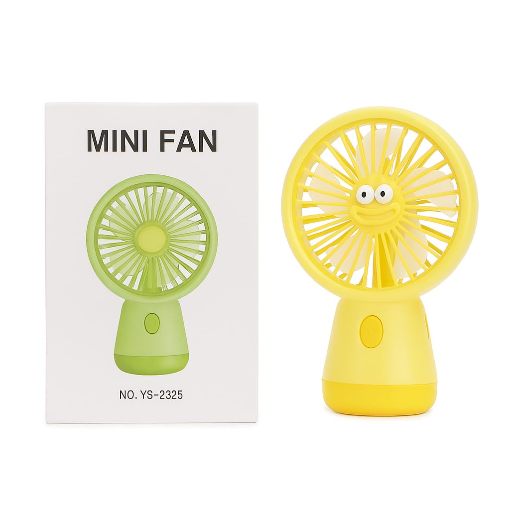 Mini USB Hand Fan Desktop Fan Cooling Fan 3 Speed Compact USB Fan For Home Office Travel Adjustable Angle Quiet Table Fan YS-2325 (Yellow)