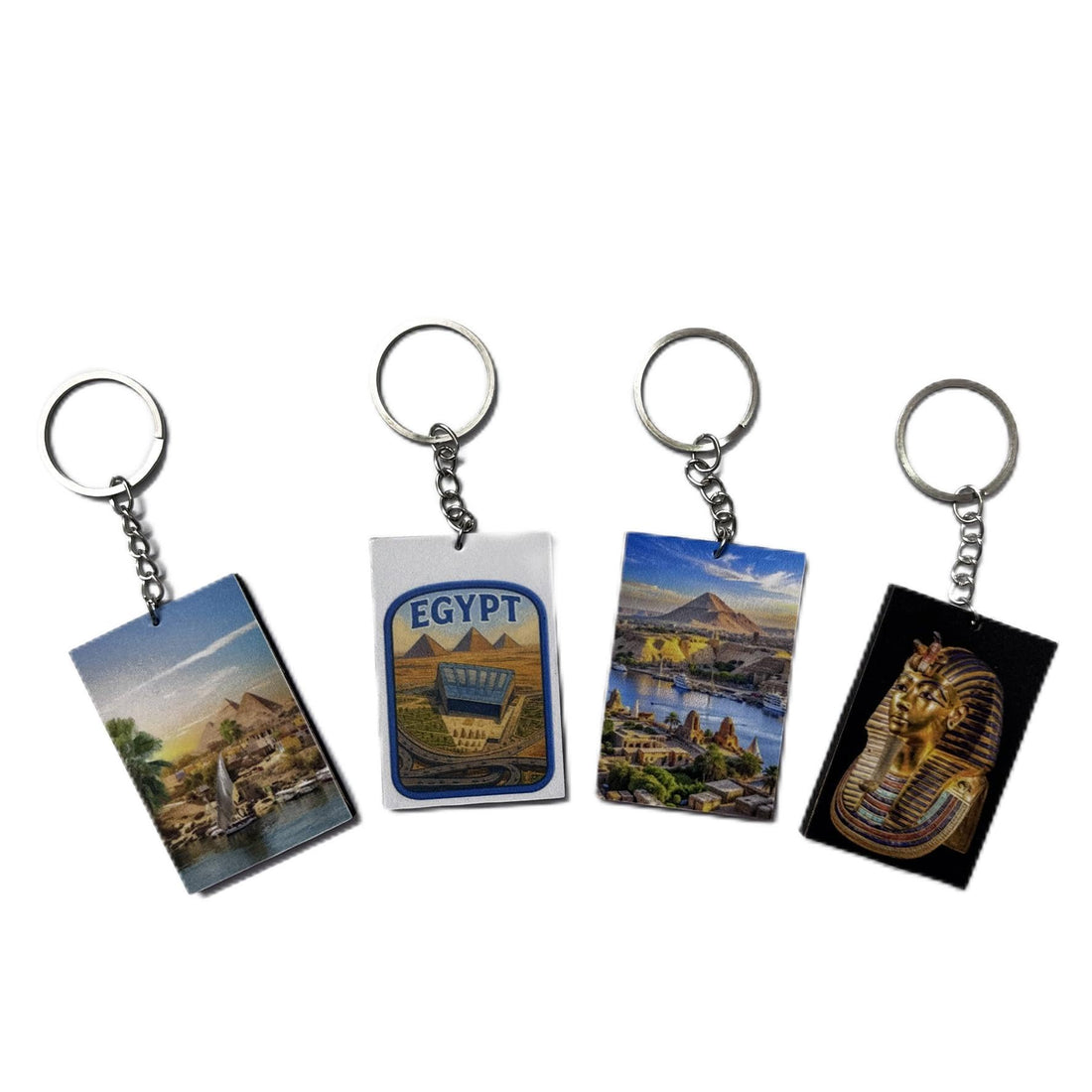 4 Pieces Egyptian Keychain Tutankhamun Nile Pyramids Tutankhamun Nile Souvenir Keychain