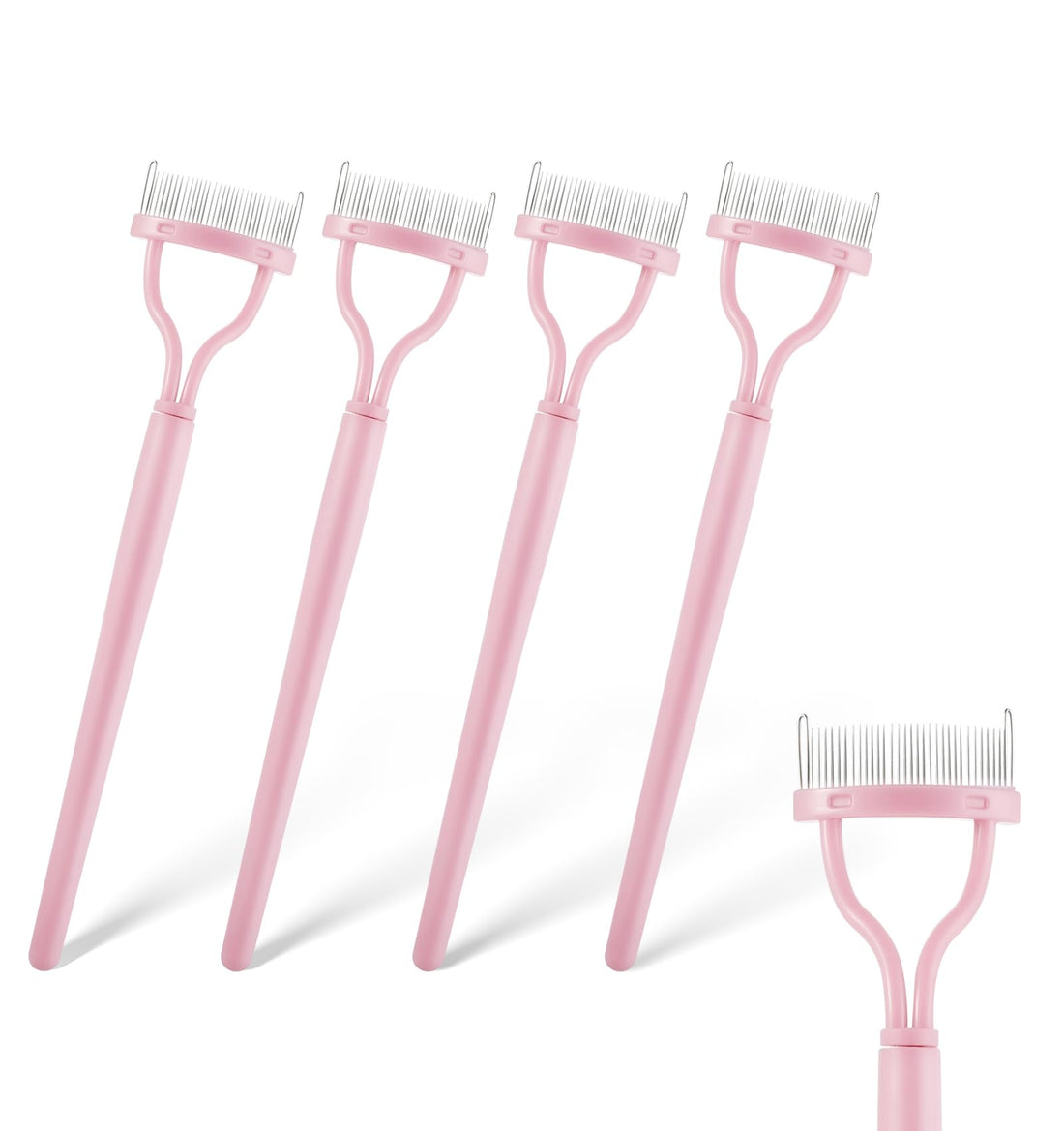 Eye Lash Comb, ValueBargain 4 Pcs Eyelash Separator Tool, Metal Teeth Lash Separator Tool with Arc Design, Portable Cosmetic Brushes for Precise Separation and Symmetry Application