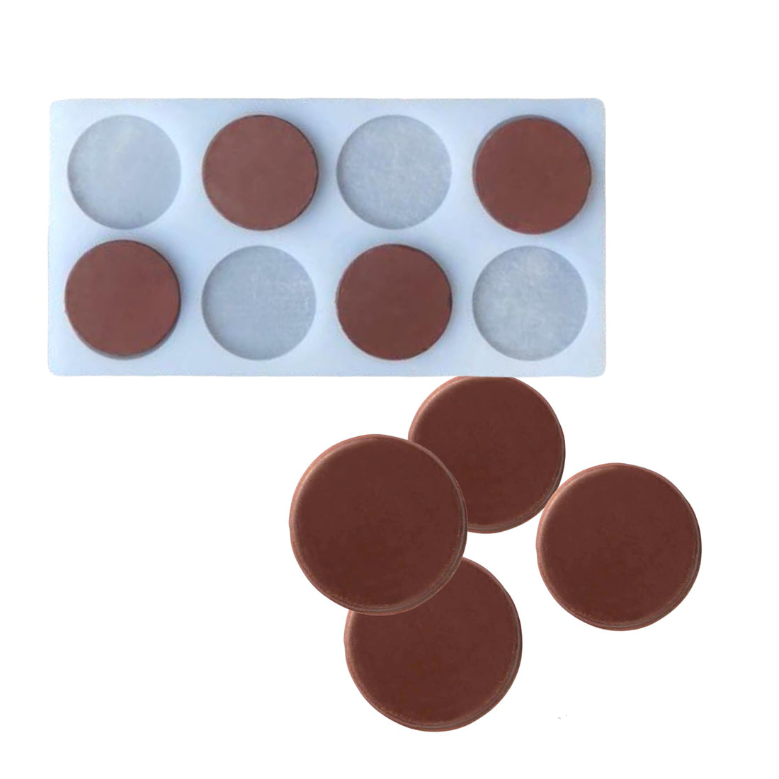 Circle Chocolate Garnish Silicone Mould, 8 Cavity, Round Shape, for Baking and Confectionery