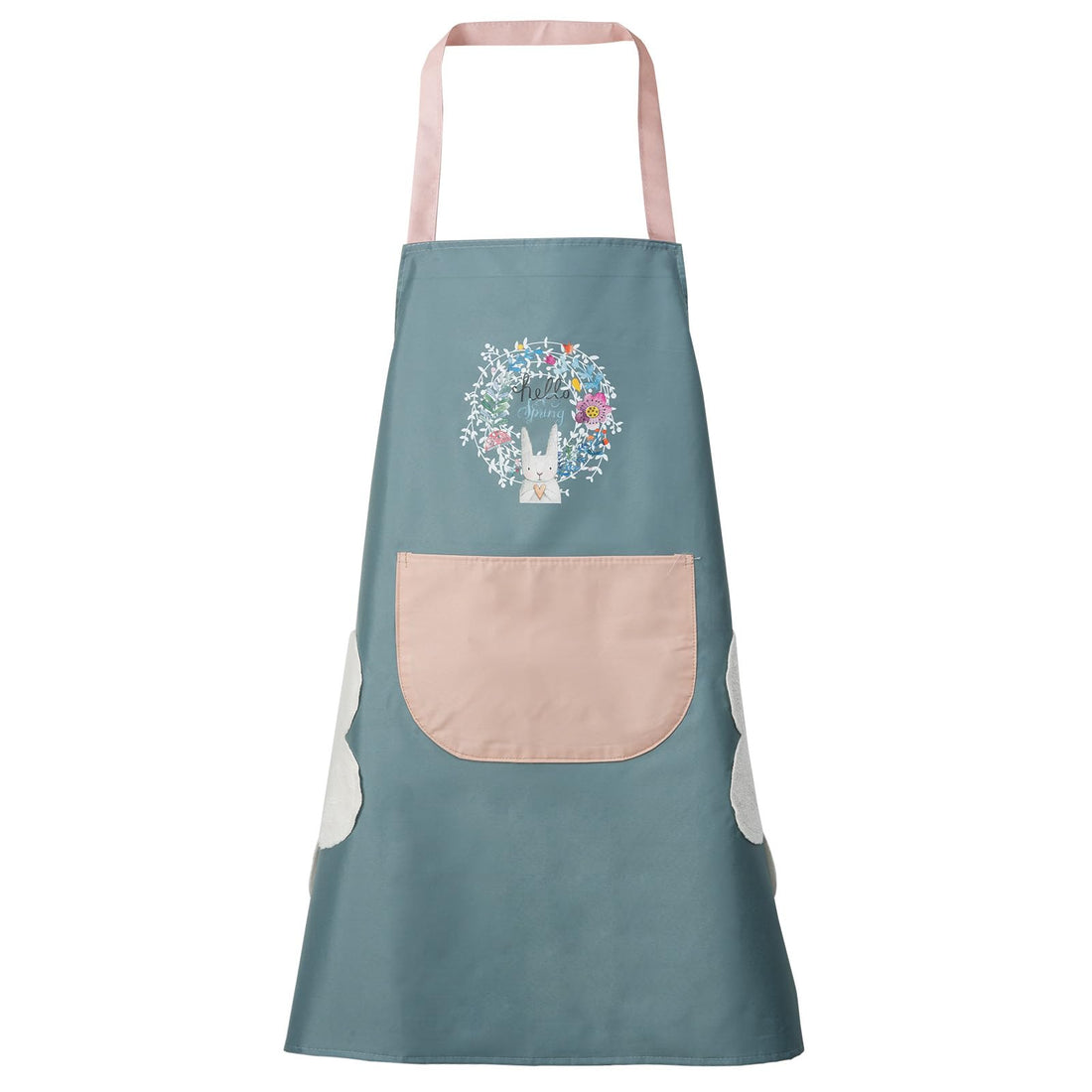 DILLMAN Women Kitchen Apron with Hand Wipe Pockets,Big Pocket,Hand-wiping, Waterproof for Cooking Baking, Blue, L
