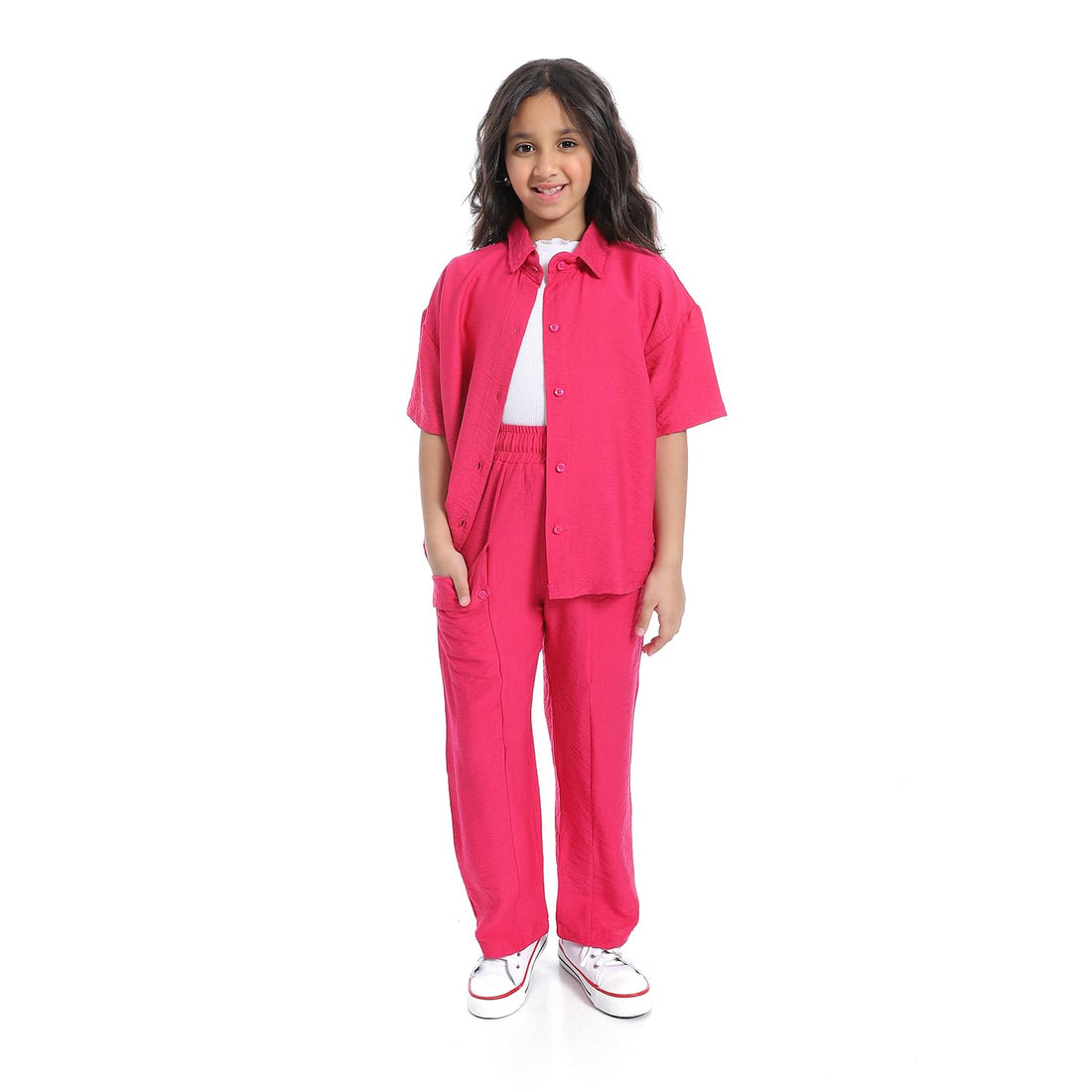 Cesar Girls Girls' half-sleeved suit with front buttons Girls' half-sleeved suit with front buttons
