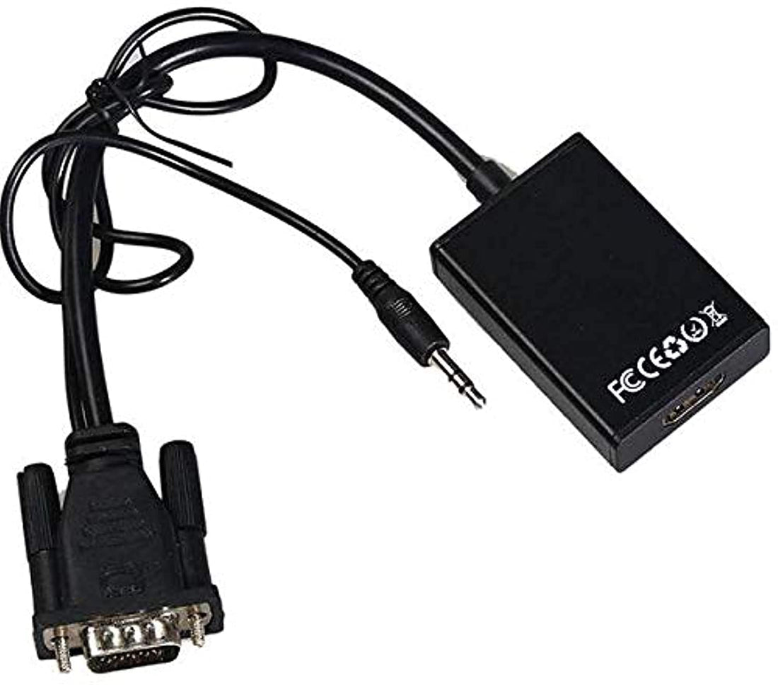 Black Color VGA Male To HDMI Output 1080P HD and Audio TV AV HDTV Video Cable Converter Adapter (awds)