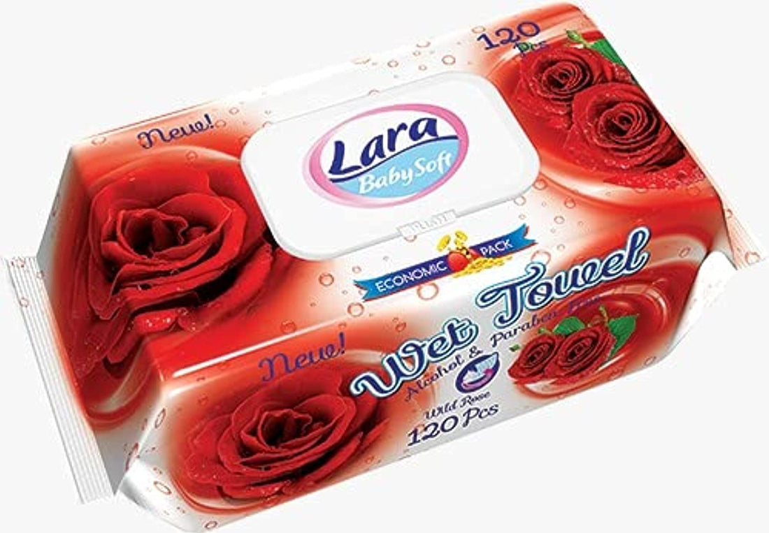 Lara Baby Soft Wet Wipes with Roses Scent (2725511310643)- 120 Pieces