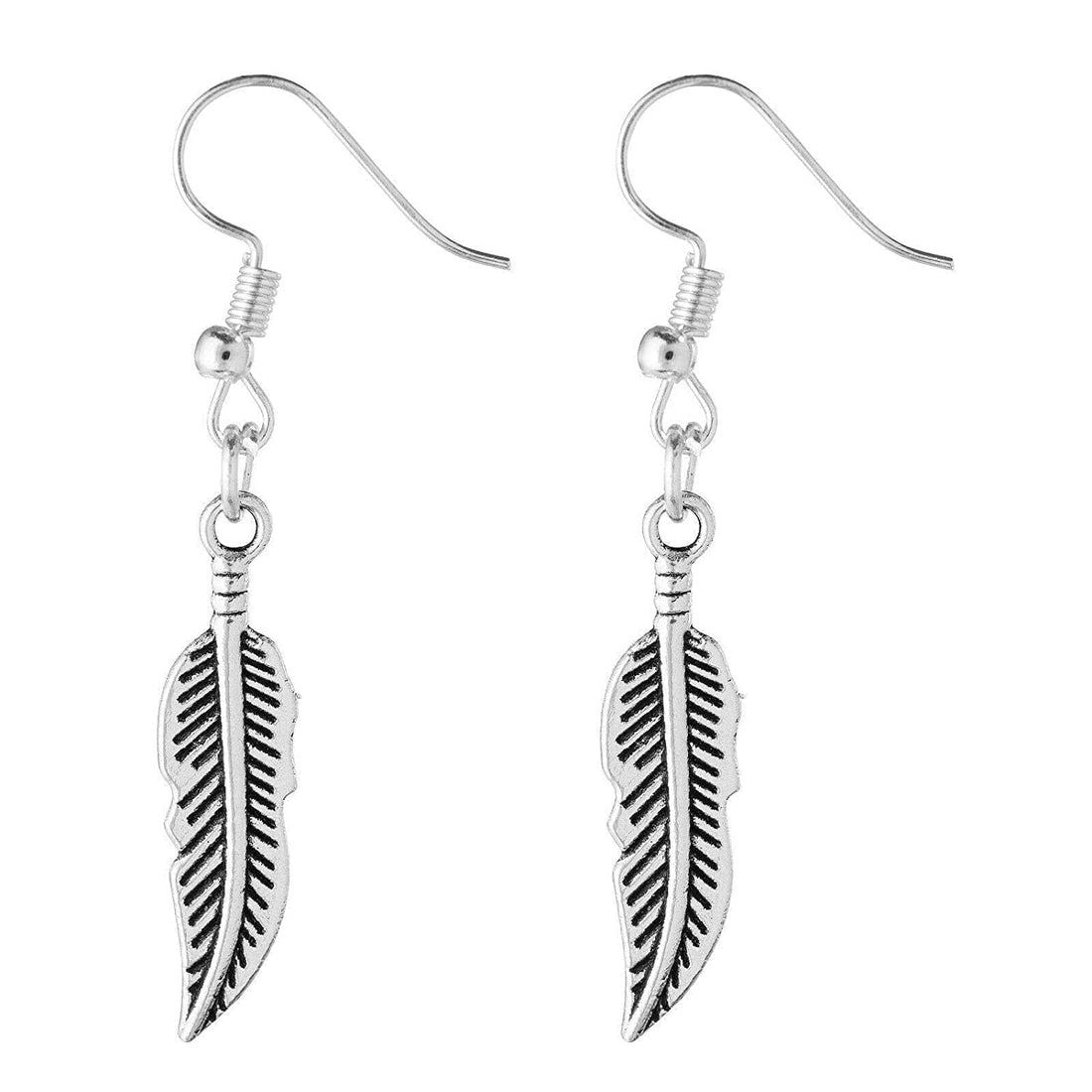 mall silver feather earrings for women