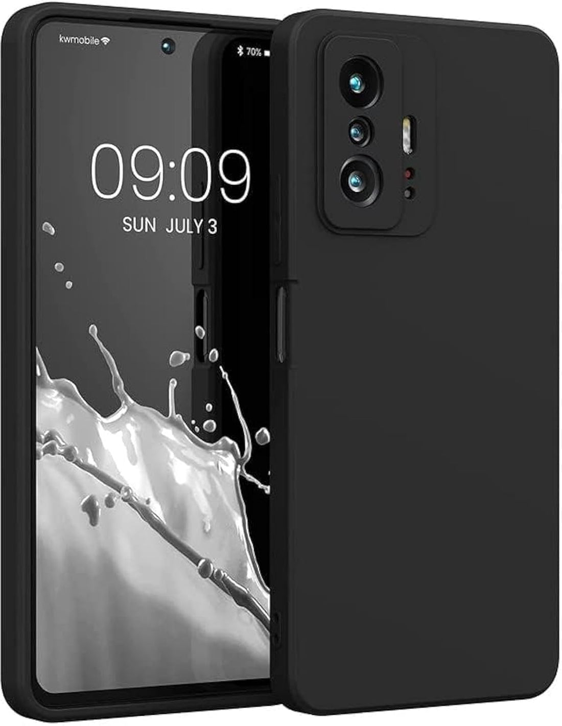 (Mi 11T_ 11T PRO) Shockproof Liquid Silicone Back Case Cover with Fur Lined Interior and Full Camera Cover Compatible with Xiaomi Mi 11T Xiaomi 11T Pro (Black)