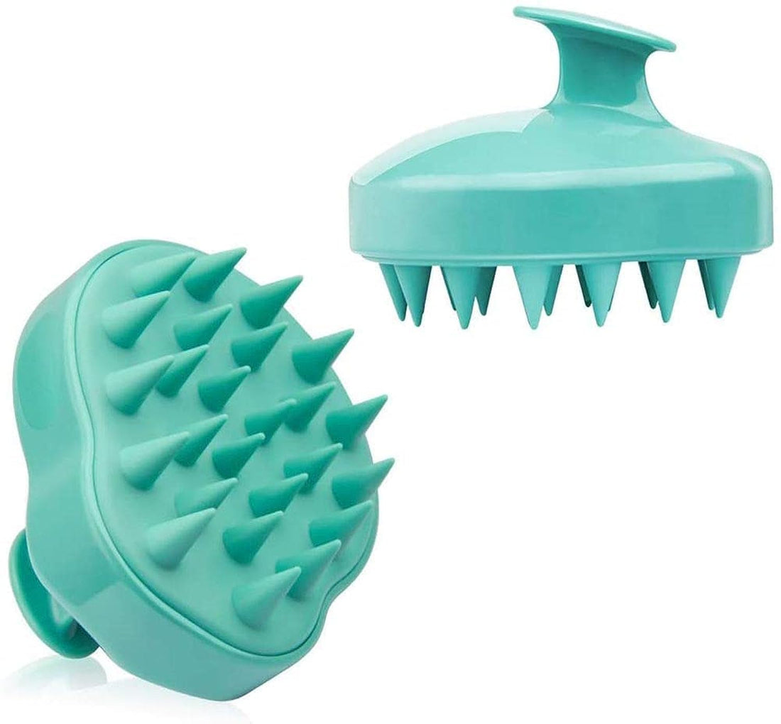 Soft Silicone Wet Dry Hair Shampoo Scalp Brush Massager Comb for Men, Women, Kids and Pets (Green)