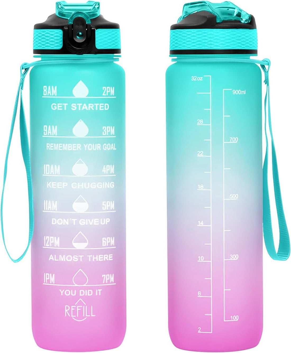 Generic 1 Litter Leakproof BPA Free Drinking Water Bottle with Time Marker & Straw to Ensure You Drink Enough Water Throughout The Day for Fitness and Outdoor Enthusiasts