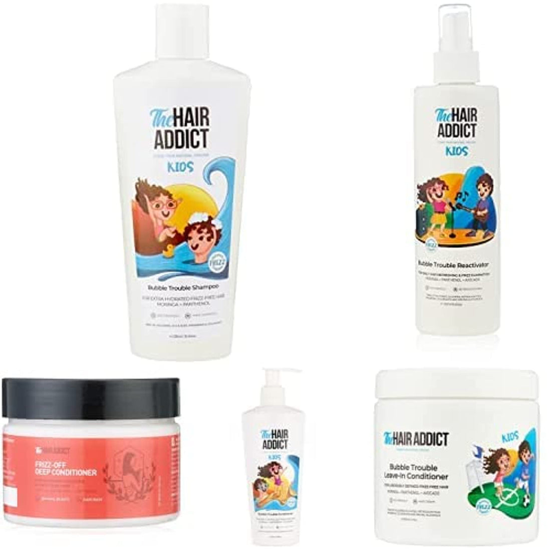 The Hair Addict Kids Ultimate Moisture Frizz-Off Deep Conditioner 300ml + Bubble Trouble Bundle
