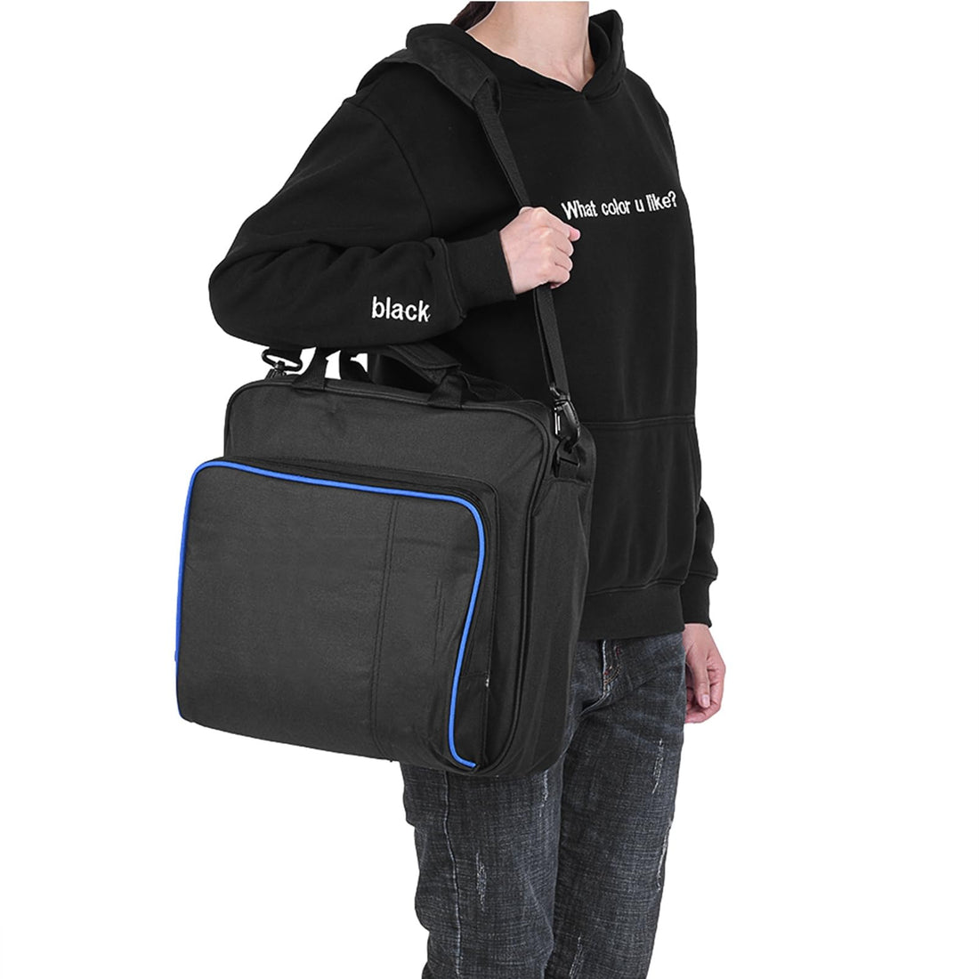 Carrying Bag, Portable Waterproof Nylon Shoulder Bag for PS4 Pro Game System Travel Tote Storage Box, Adjustable Shoulder Strap, Fully Padded Bag Protects Game System Accessory