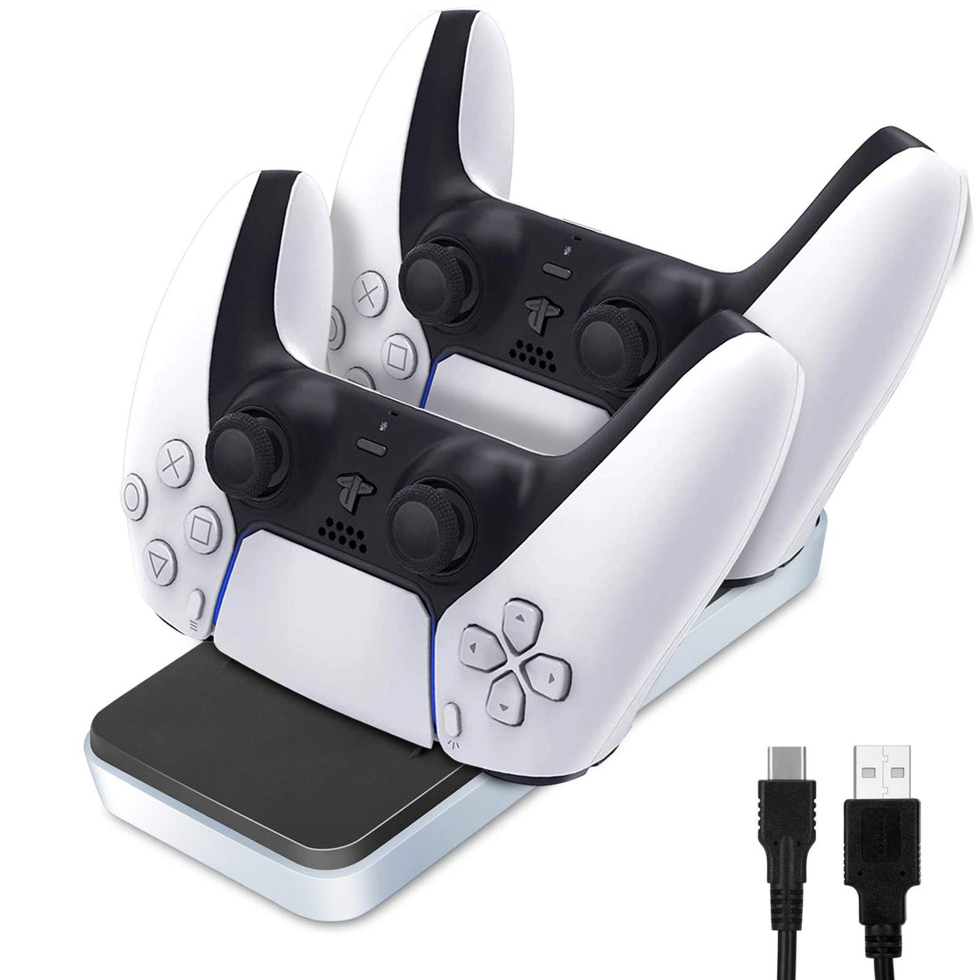 PS5 Controller Charger, Quick Charger for PS5 Joystick with Dual USB Cable Charging Station PS5 Controller, Wireless Charging Base with Dual Joystick for PS5 Controller