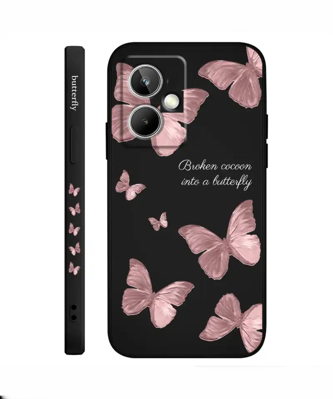 Fekra Red Butterfly Soft TPU Case For Xiaomi Redmi Note 13 Pro Plus Shockproof Silicone Cover (F_Black, Xiaomi Redmi Note 13 Pro Plus)
