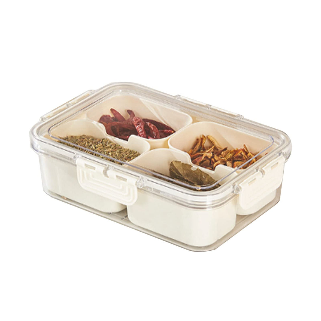 Refrigerator Organizer Bins with Lids, Food Grade Stackable Storage, Multi Grids Clear Fridge Food Divider Box,Small Refrigerator Organizer Bins for Dumpling Vegetable Fruit Snack(Small 4 Grids)