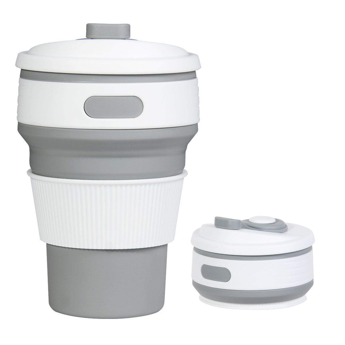 Generic Silicone Collapsible Coffee Cup, 350ml Convenient Travel Coffee Mug Lightweight Food Grade Silicone & PP BPA Free for Camping Hiking Outdoor Commuters - Grey