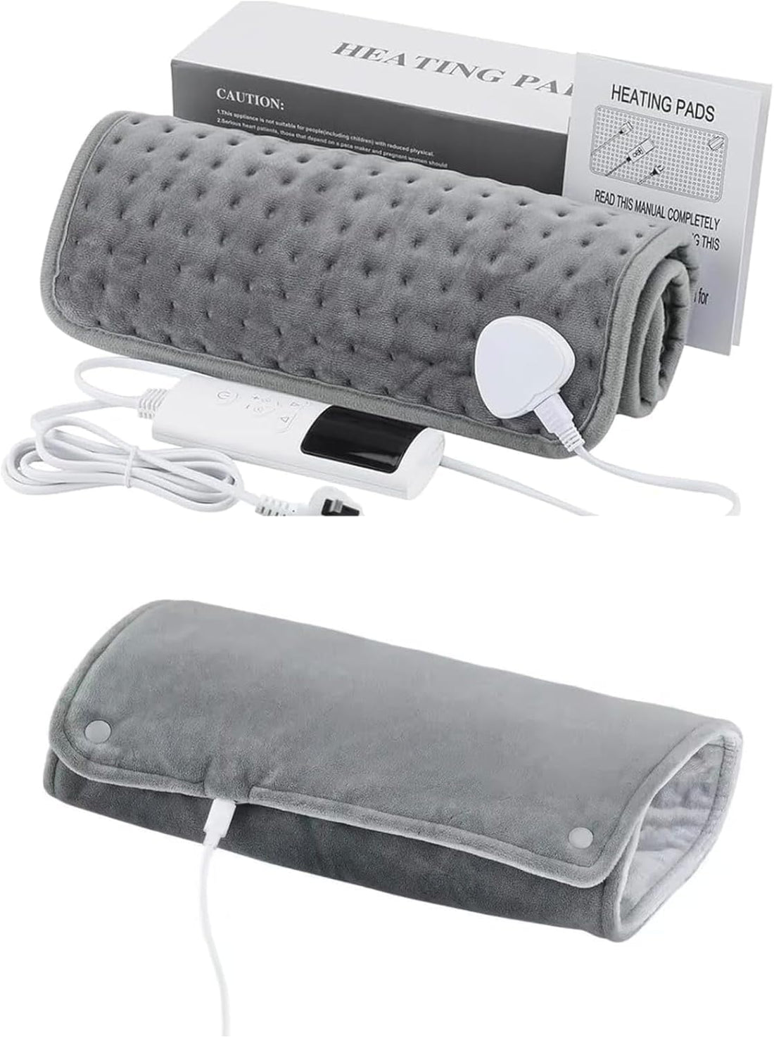 Portable USB Heating Pad 5V, Electric Heat Therapy Pad 30x60cm, Washable Soft Wrap for Back Pain, Neck, Shoulders & Cramps Relief (Gray (two packs))