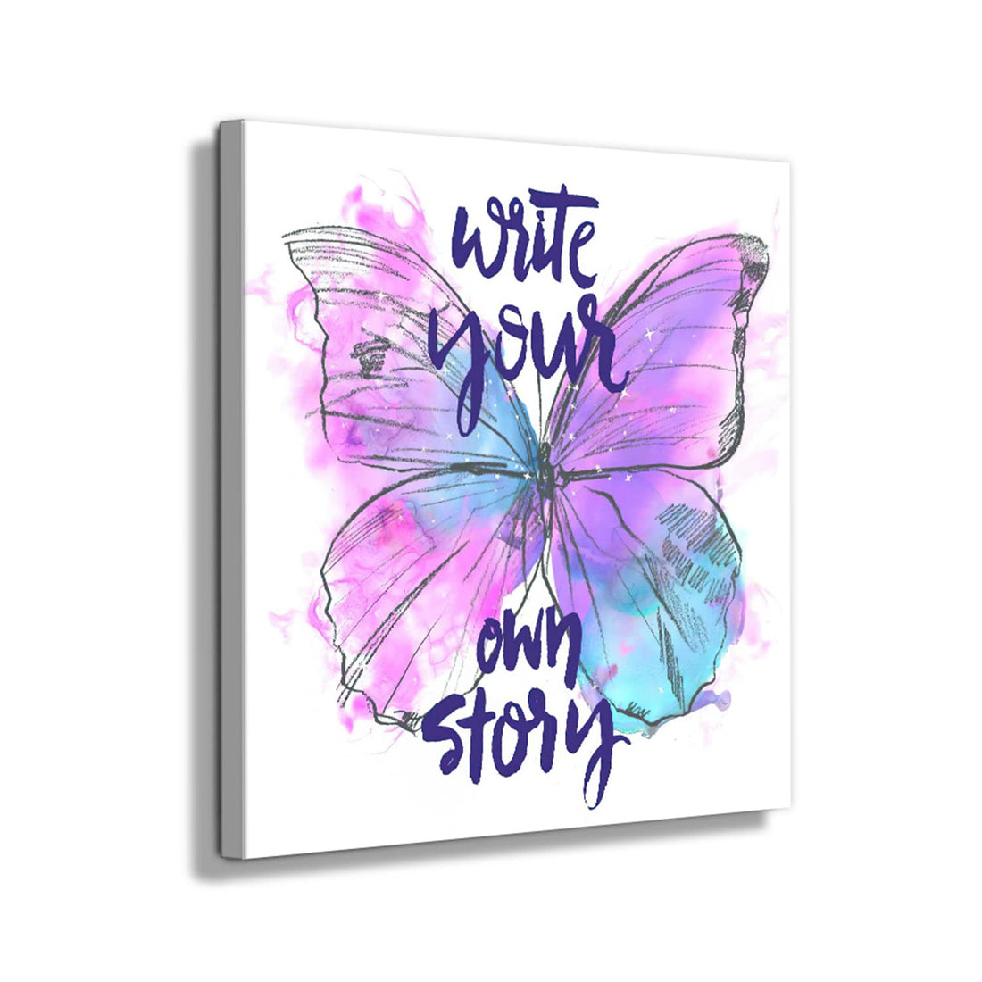 Female Bedroom Canvas Wall Art Decor Butterfly Picture Print on Canvas Wall Decor Write Your Own Story Poster for Teen Girls Room Living Room Modern Woman Room Wall Decorations be Your Own Queen