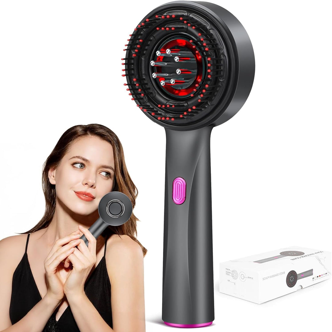 LYSHIYI 3 in 1 Hair Oil Applicator & Electric Scalp-Massager Brush ipx7 Portable Deep Massager For Hair & Scalp Relaxation at Home, Black