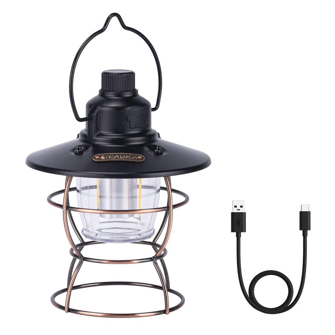 Rechargeable Camping Lights, SOPPY Vintage Camping LED Lantern, Ultra Bright Tent Light, 2000mAh Battery, Water Resistant, Dimmable and Colour Changing, Outdoor Electronic Lamp for Emergency - Black