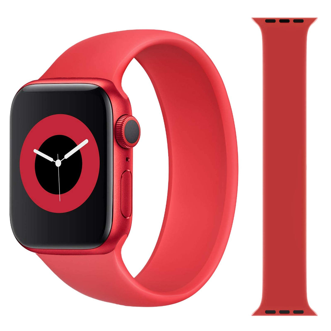Soft Silicone Solo Loop Band Compatible Small 40mm / 38mm Series 1/2/3/4 Replacement Strap Mesh Soft Sports - Red