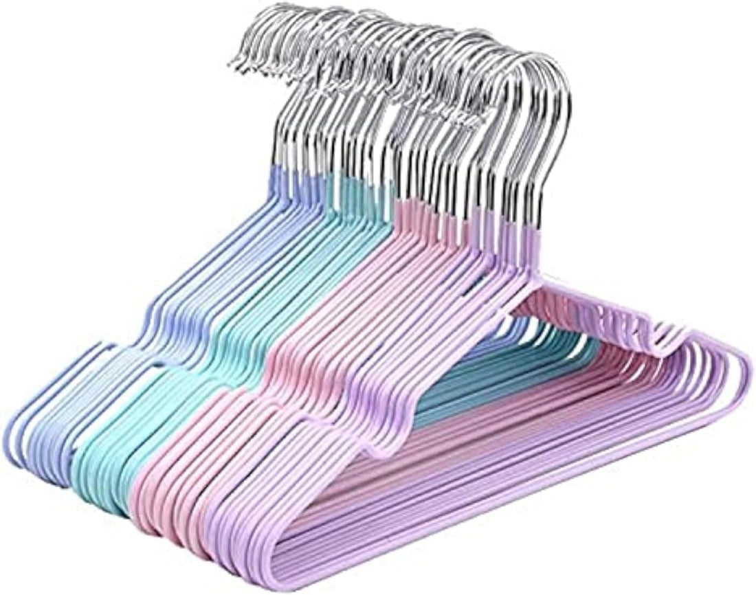 Metal Clothes Hangers 50 Pieces, Multicolor Pastel, 40 x 20 cm, Non Slip for Clothes and Drying