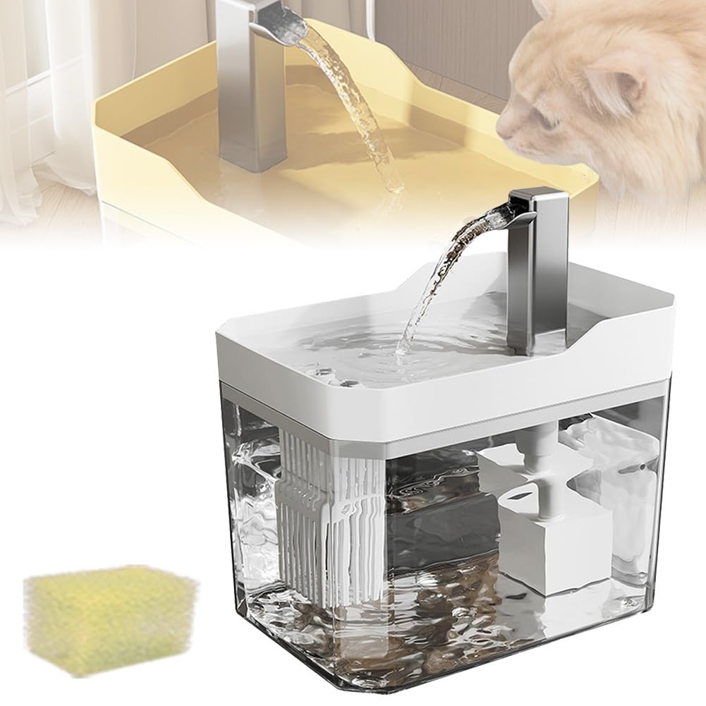 Automatic Water Fountains for Pets, Automatic Cat Water Bowl, Indoor Cat Watering Supplies, Pet Hydration Station, Pet Water Dispenser, Cats Silent Drinking Fountains for Cats Puppys(White)