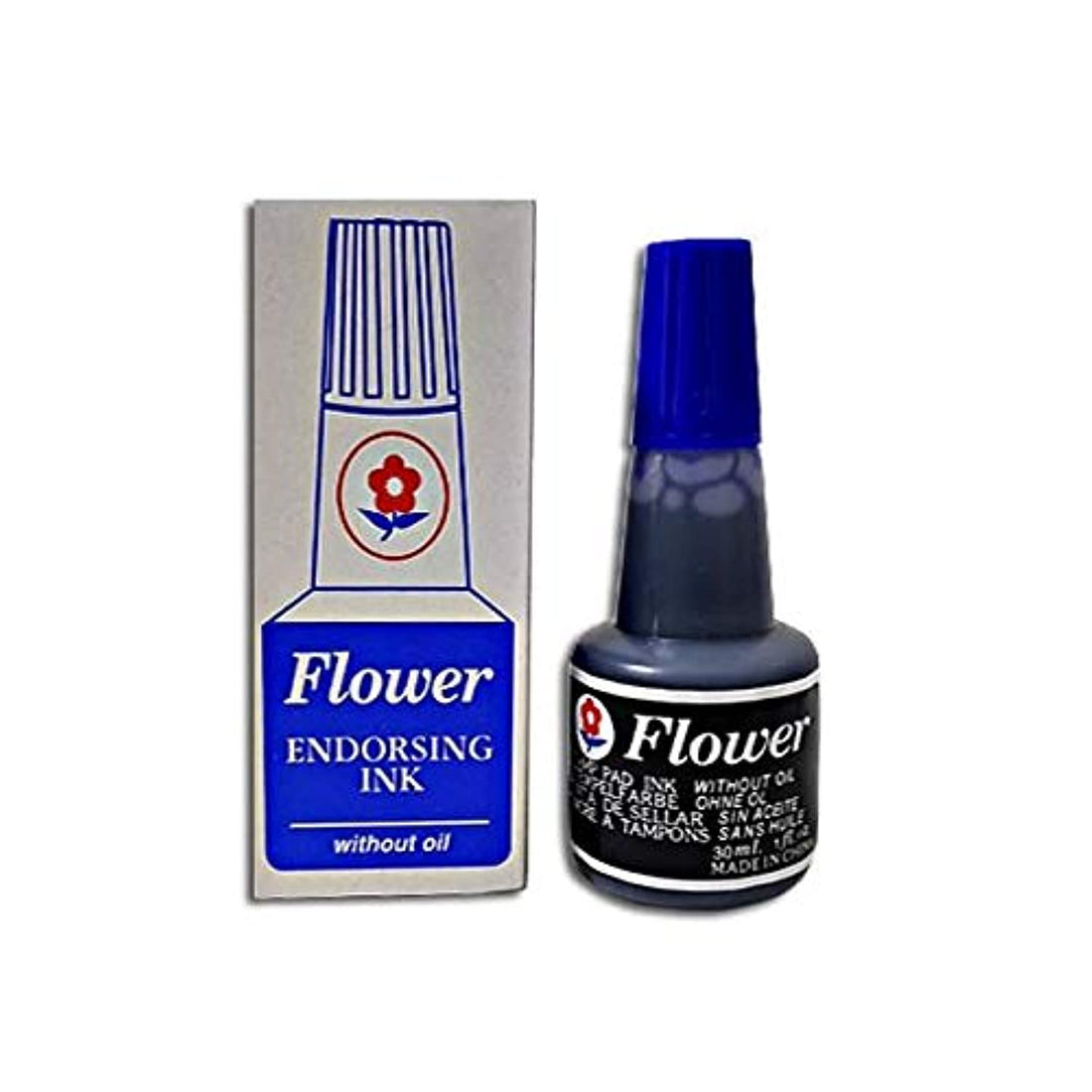 Flower Bottle of blue ink for stamp - Blue