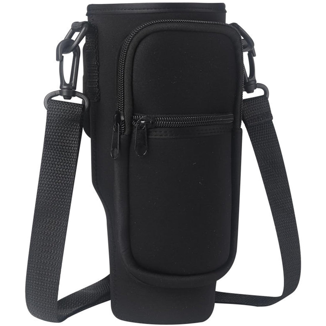 Water Bottle Tote Bag Water Bottle Holder with Strap Insulated Water Bottle Carrier with Phone Pocket, Compatible with Most Sizes of Water Cups (Black)