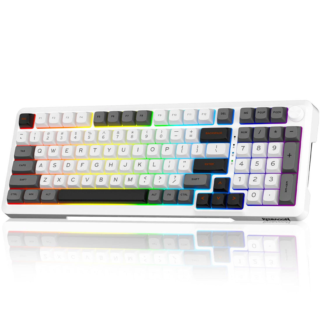 Redragon Wireless Mechanical Keyboard, 3 Mode Gasket Mounted RGB Gaming with Volume Knob, Pre-Lubed Linear Switches, MDA-Profile, 98 Keys Hot Swappable Creamy for Pc/Tablet/Xbox Blue
