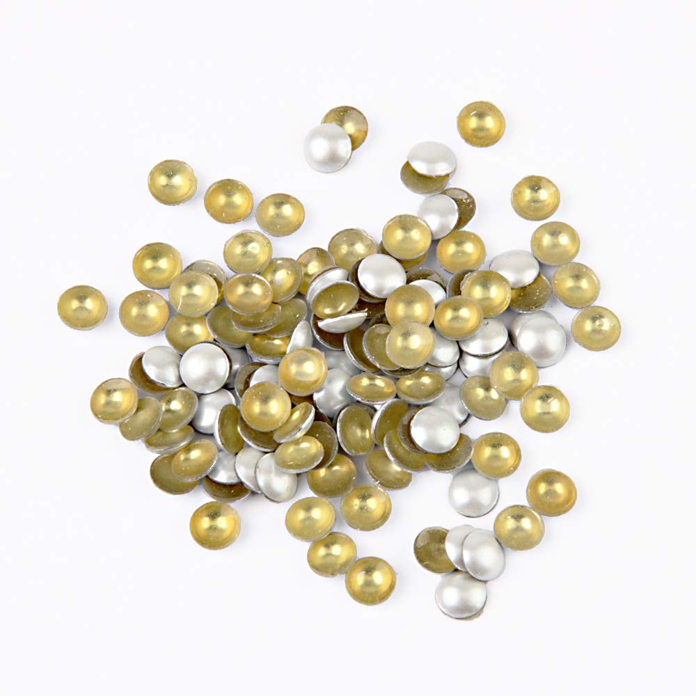 Beadsland Dome Studs Hotfix in Size 6mm,1/3 Round Flat Back Dome Studs with 200pcs (Pearl 6mm)
