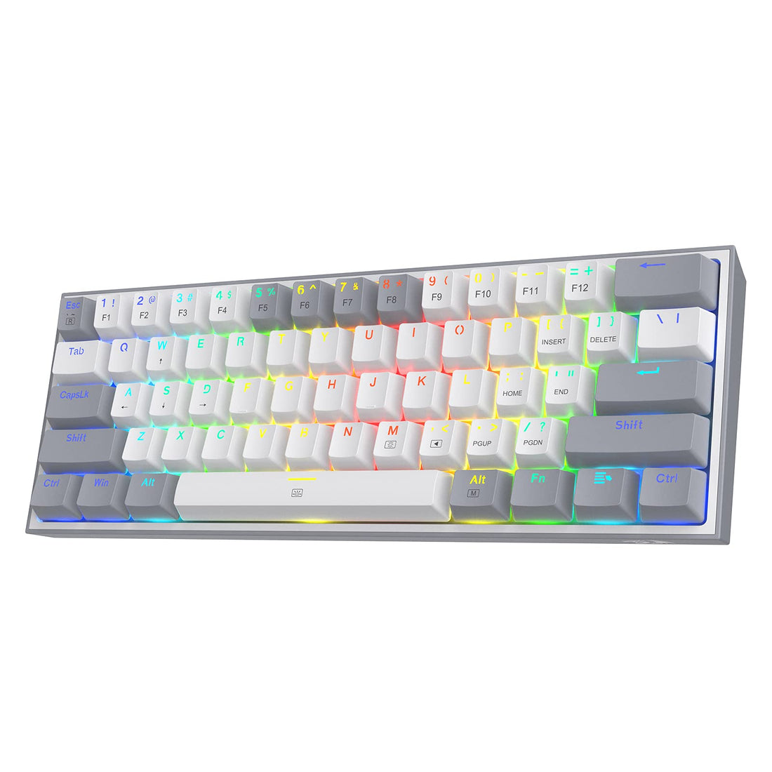 Redragon K617 60% Wired RGB Gaming Keyboard, Compact 61 Key Mechanical Keyboard, Linear Red Switch, Pro Driver Support (Gray)