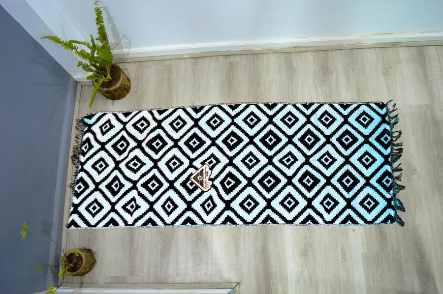 Egypt Antiques Double Face Rugs (Two Sides) Different Sizes by Intex Black X White (70x200)