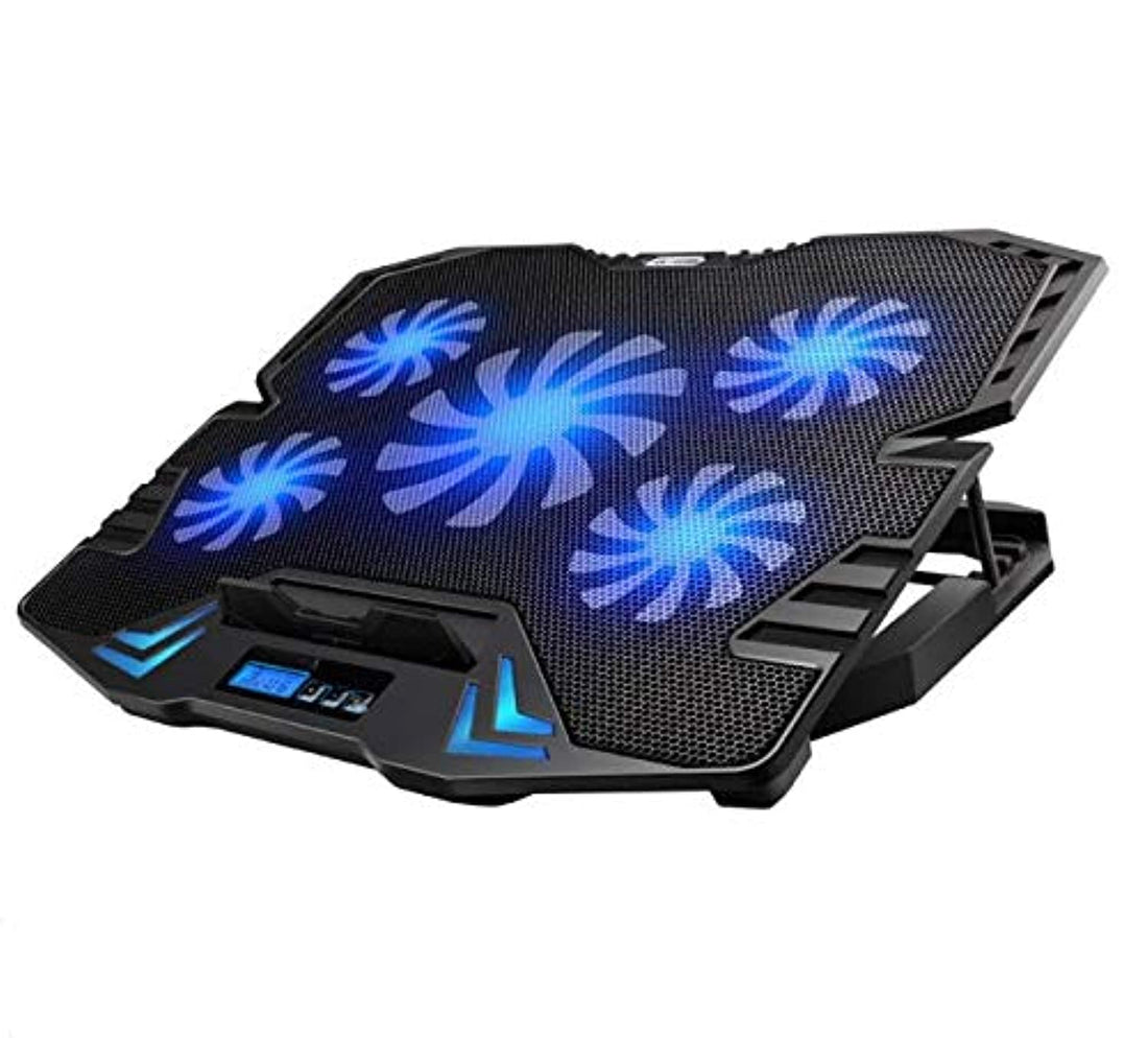 Cooler USB Fan with 5 Cooling Fans Light Notebook Stand and Quiet Fixture for Laptop -12-15.6in