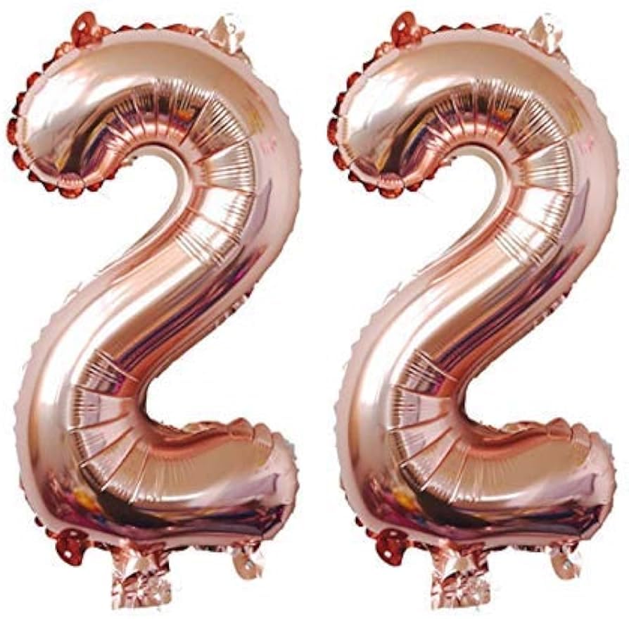 32 inch Metallic Rose Gold Number Foil Balloon for Party Decorations (Number 22)