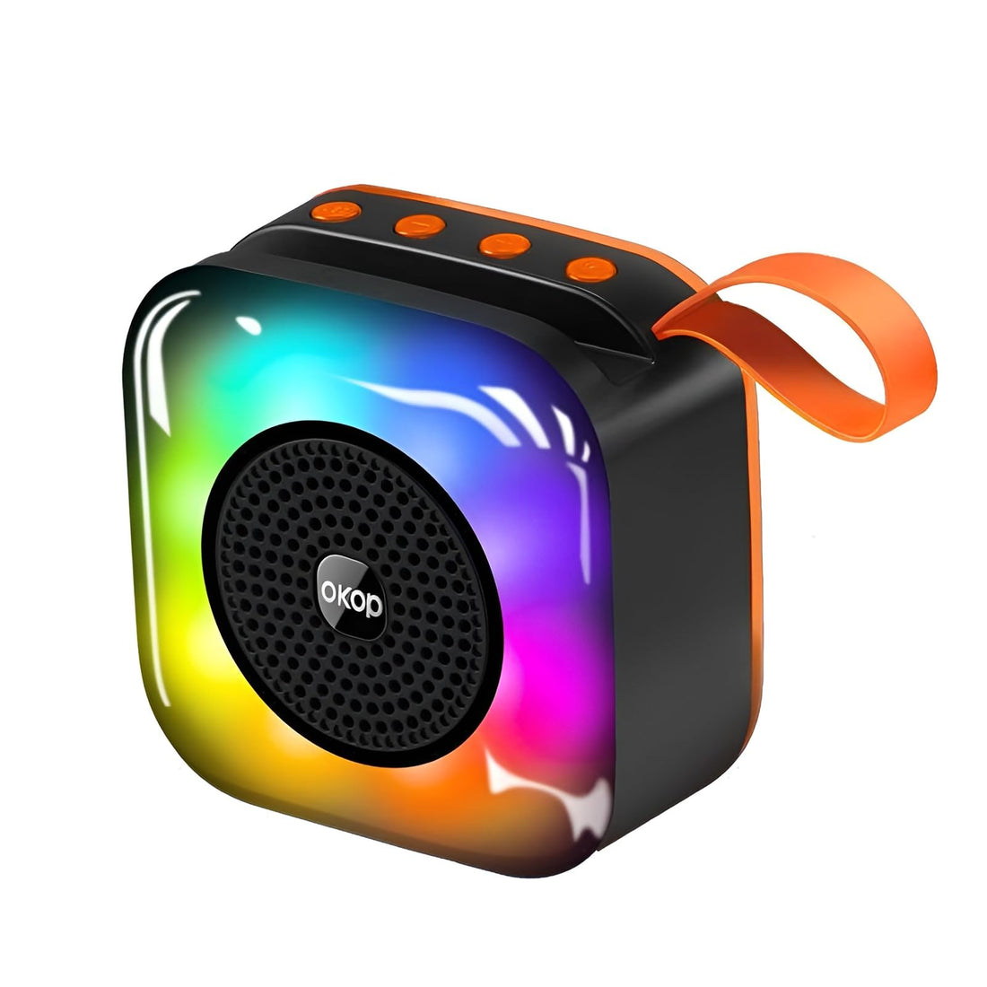 5W Portable Bluetooth Speaker with RGB Lighting & Music Sync – Stereo Sound, Bluetooth 5.1, USB, TF, AUX, Rechargeable Battery, with Phone Holder – Perfect for Travel, Mobile, TV, PC
