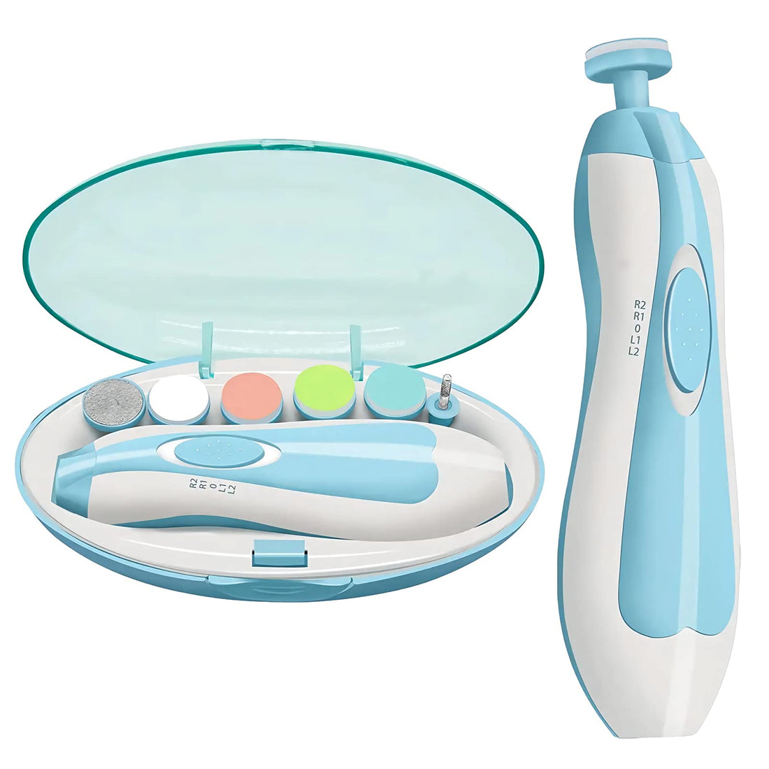 Children's Nail File Electric Nail Clippers, Versatile Nail Clippers Set, LED Light, Adjustable to 4 Speeds, Nail Care Set, Nail Clippers Set, Nail File for Care