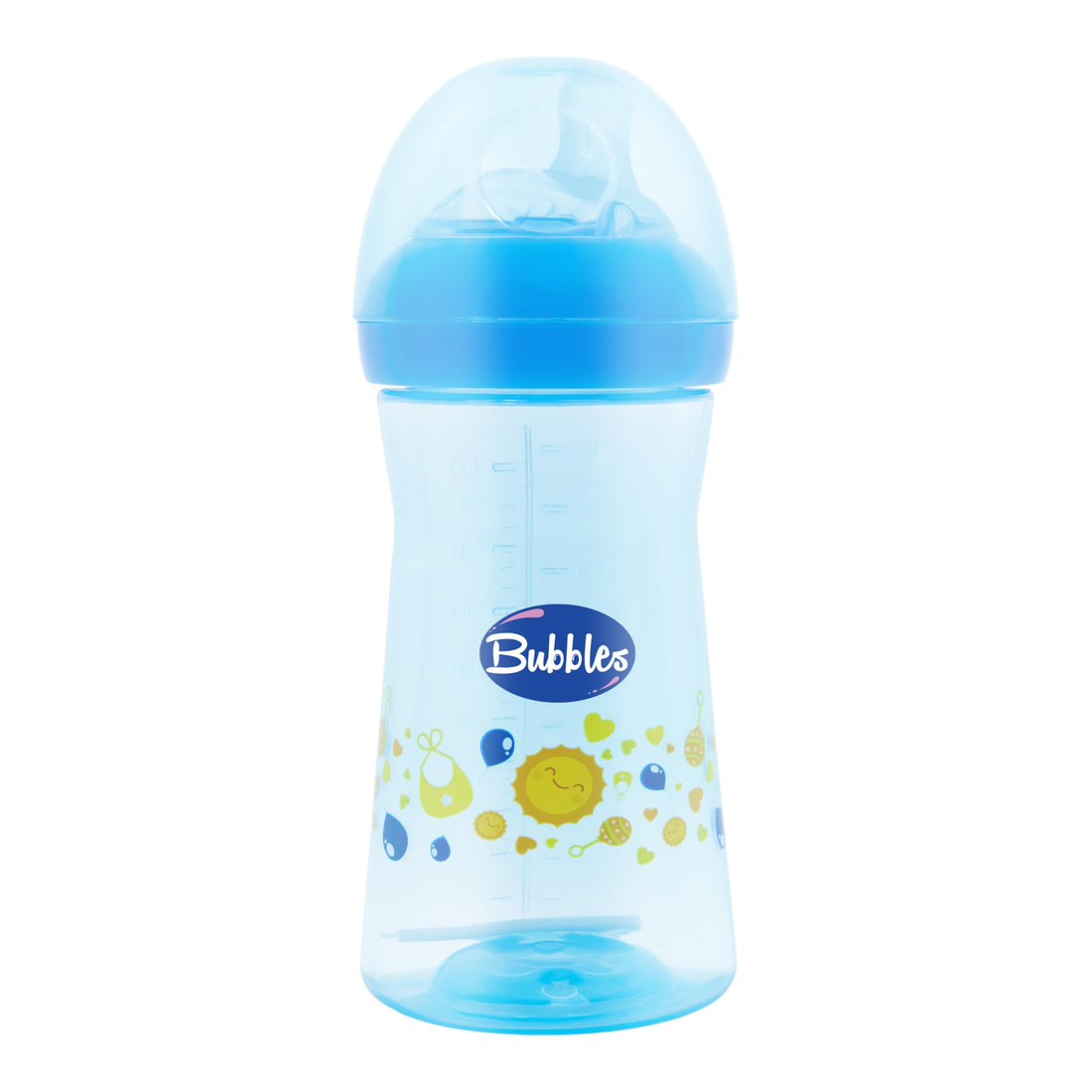 Bubbles Natural Feeding Bottle with Angled Nipple - Light Blue 280 ml