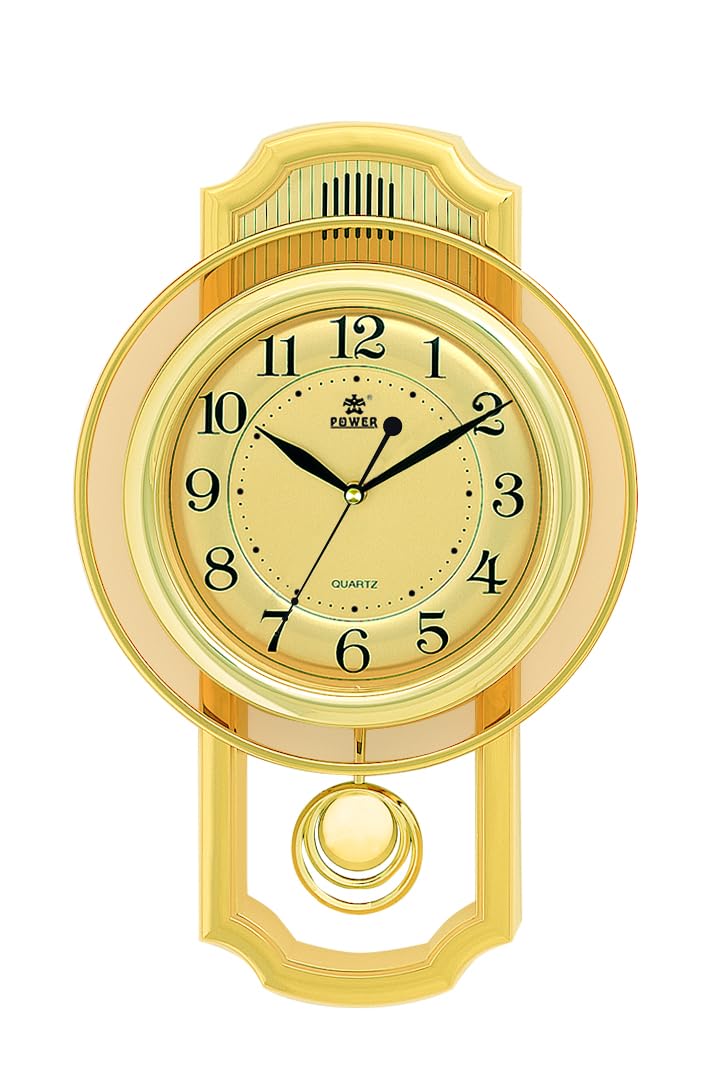 Power Rotating Pendulum Wall Clocks Gold 6173APMKS