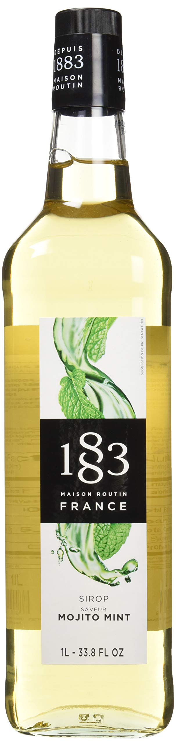1883 MAISON ROUTIN FRANCE, Mojito Mint Syrup, Glass Bottle, 1 Liter, Made in France