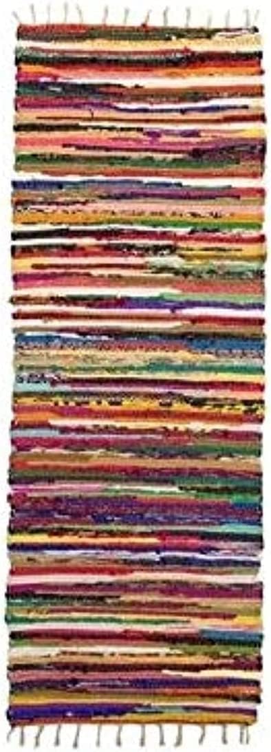 Egypt Antiques Recycling Materials Handmade Kilim Rug, 70 cm x 200 cm, Multicolor