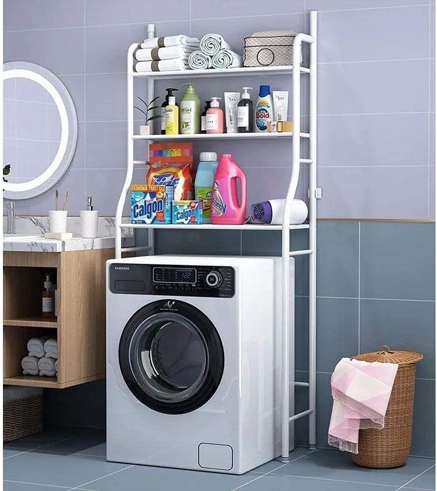 ELTERAZONE 3 Shelf Bathroom Space Saver, Over The Toilet Rack, Bathroom Corner Stand Storage Organizer Accessories, The Washing Machine, Bathroom Tower Shelf (Washing Machine Rack)