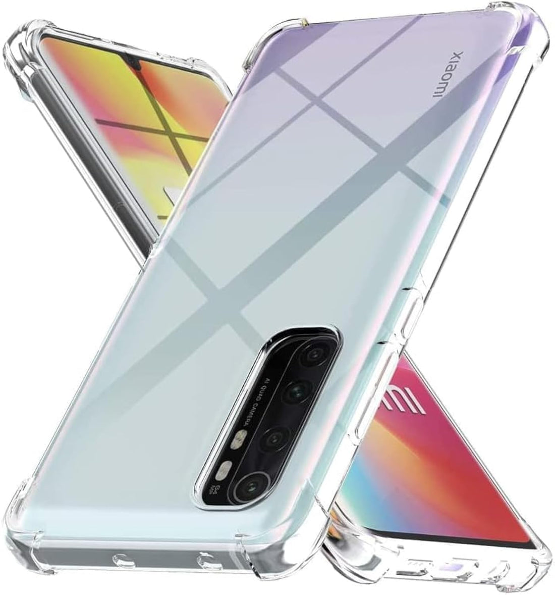 (Mi Note 10 Lite) Clear Case Soft TPU Silicone Bumper with Reinforced Corner for Xiaomi Mi Note 10 Lite