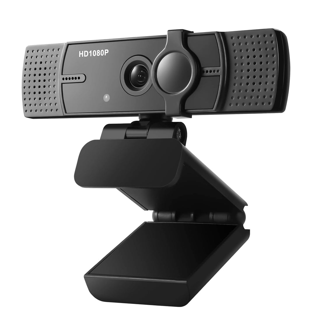 Webcam 1080P - Full HD with Manual Focus - Dual Microphone - Video Resolution 1920x1080P - Black