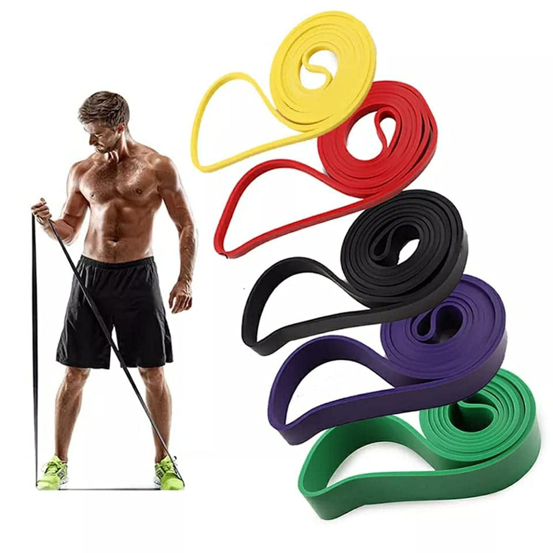 SportQ Premium Latex Loop Resistance Band for Warm-Ups, Stretching, Muscle Building, Strength Training, Home Gym Equipment for Men & Women (2080ml, Yellow 5-15lbs)